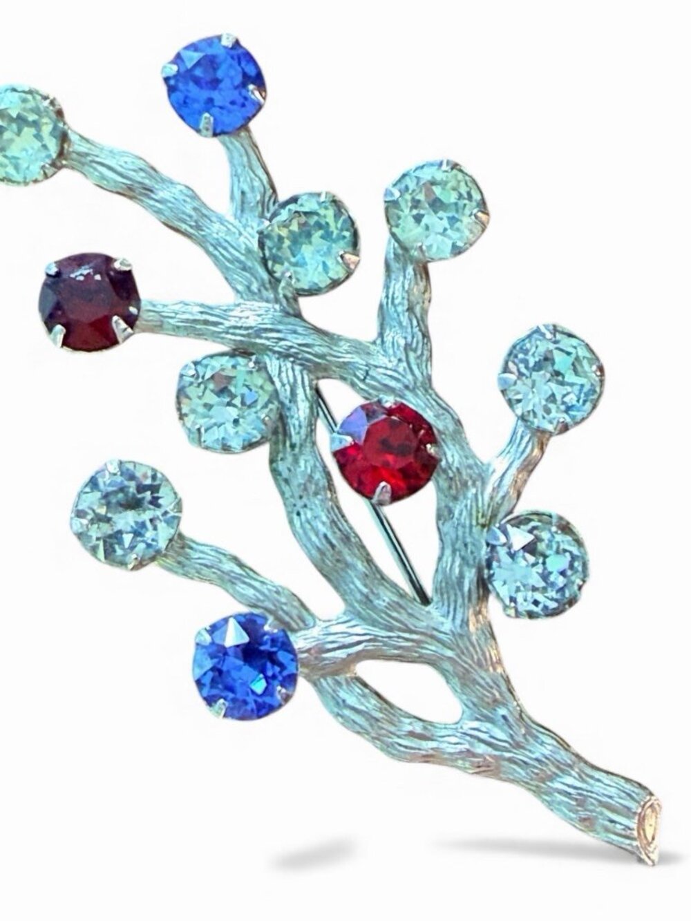 Vintage Van Dell .925 Sterling Silver Rhinestone Decorative Family Tree Brooch